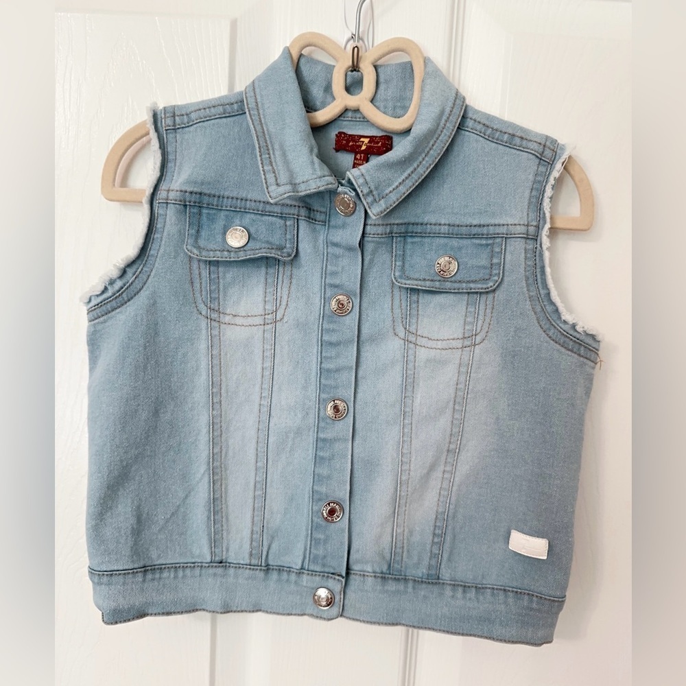 7 For All Mankind Light Blue Denim Vest